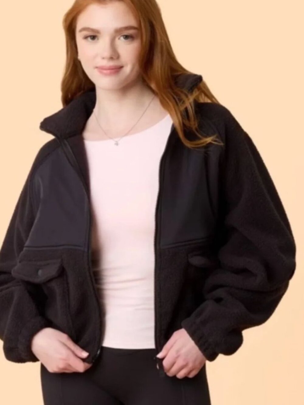 Blogilates Women’s Bonfire Fleece Jacket - Black Size Medium NWT